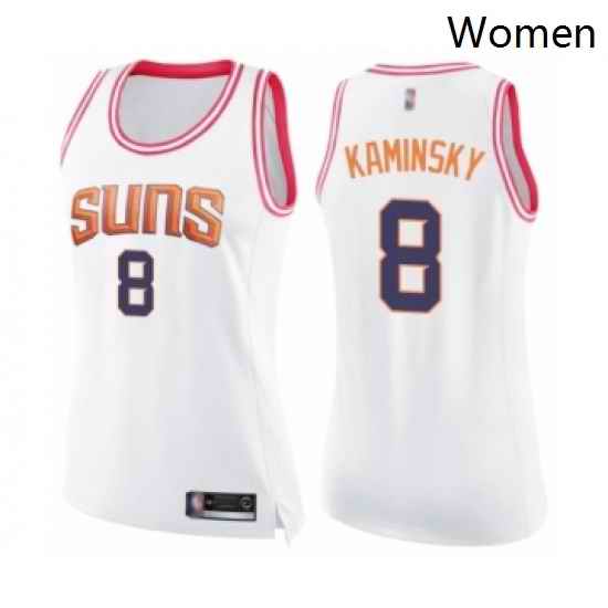 Womens Phoenix Suns 8 Frank Kaminsky Swingman White Pink Fashion Basketball Jersey